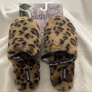 New Women’s Kensie Slingback Leopard Slippers size 8